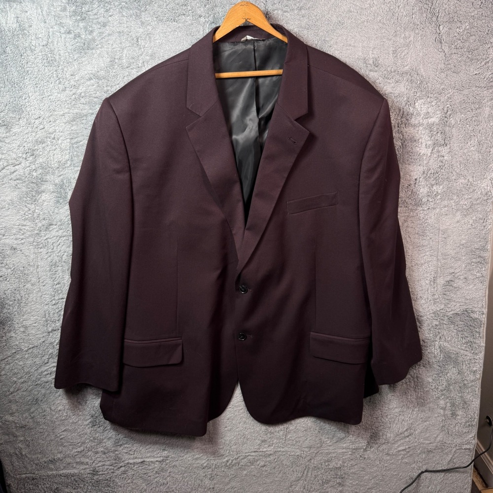 Oak Hill Perfect Fit by DXL Mens 56 REG Burgundy Two Button Blazer Sport Coat
